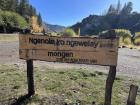 A bilingual sign written in Mapuzugun and Spanish reads: "without water, there is no life"