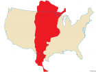 The size of the USA and the size of Argentina