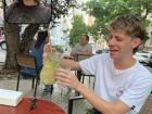 Drinking lemonade with my friend José