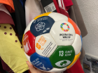 This ball has examples of global goals like gender equality and climate action
