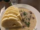 A traditional Czech dish with bread dumplings and beef neck