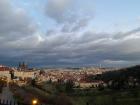 Early evening in Prague with the city lights turning on