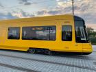 The bright yellow, Dresden tram