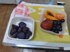 Purple sweet potatoes, mango, grapes, and papaya!