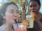 Drinking licuados (smoothies) with a friend 