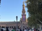 Plaza de España, a giant square near my house, with a banner supporting the International Day of Gender Violence Prevention this week