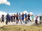 Jumping with my students on a trek in the Himalayas in northern India