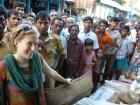 Gathering a crowd at a rural market in Bangladesh