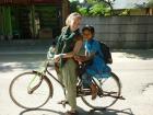 Riding bikes with Tisha in my village home in Bangladesh