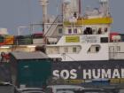 A glimpse at one of the humanitarian ships - you can see the people on board
