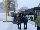 The bus is very popular, especially in the winter!