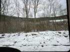 A view of the snow in the Erzgebirge region from the train window