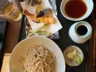 Here is a traditional noodle dish called "soba," with fried vegetables and shrimp