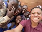 Basic School (elementary) students in Tamale crowd around for a photo!