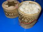 Sticky rice is normally served in a basket like this, and you eat it with your hands