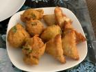 Chili bites and samosas... can you believe I helped make this?!