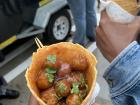 Who knew chicken bites in a waffle cone were so good?