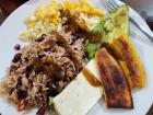 The "gallo pinto" I recently made in cooking class— black beans, avocado, cheese and "platanos"!