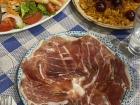 My friends and I shared tapas such as Iberian ham, garden salad and baked bread crumbs with grapes