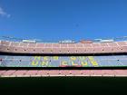 One of the stands in Camp Nou displays Barcelona's motto, "Més que un club", which translates to "More than a club"