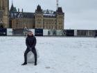 Sitting on a rock of snow