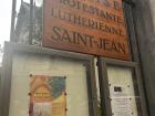 The sign for the entrance to the church