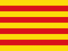 The flag of Catalunya where Catalan is spoken