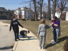 Some of my eighth grade students doing math outside