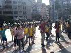 Boy Scouts and Girl Scouts perform a dance exercise!