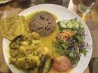 Here is a seafood Caribbean dish in Puerto Viejo 