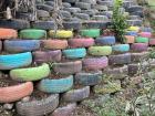 The old tires are even used for gardening 