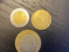 $1, $10, and 50¢ peso coins