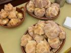 Delicious pan de muerto, a sweet bread with sugar and orange glaze