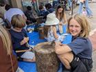 Cam and Zinn doing a woodworking activity at the Spring Festival at their school