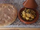 Chicken, olives and homemade bread for two