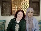 Waiting with my friend Khadija for an Iftar meal in our friend Akram's salon