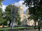 The renowned Orthodox Cathedral in Riga (at the front, check out the tree with bird houses!)