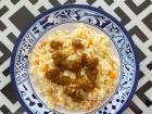 "Comida corrida: primer plato" was white rice with a little salsa on top 