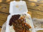 I bought ropa vieja once from a street vendor, this time served with arroz y frijoles (rice and beans) as well as coleslaw 