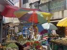 You can get fresh produce on the street or in a grocery store, where American snacks are common