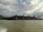 A ship passing through the Panama Canal 