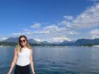Enjoying the view of Lucerne with the majestic mountains in the background