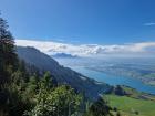 Standing atop Mount Rigi, surrounded by lush greenery and shimmering water