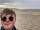 Un selfie en las dunas--fíjense como me llevo un pañuelo para cubrir la boca en el buggy