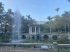 A traditional bridge and small pagoda built crossing the duck pond on NSYSU's campus 