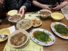 Braised pork rice, water spinach, and "shark" fin soup