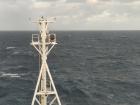 View from the observation deck of the ship while out at sea