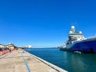 The ship coming into port in Fremantle