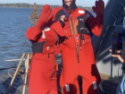 My colleague Thiago and I in “gumby” suits on the RV Savannah 2023 