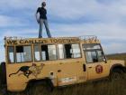 Jess on top of a CCF Namibia bus during an internship in 2009